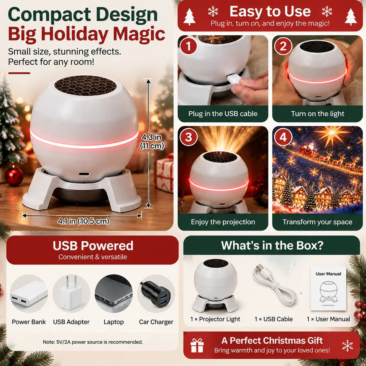 π
40% OFF SALE π₯ Christmas Projection Night Light β Turn Any Room Into a Magical Winter Wonderland!
