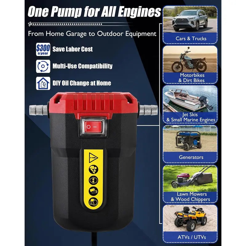 12V 80W Electric Oil Extractor Pump – Oil Transfer Pump for Cars, Trucks, RVs & Boats