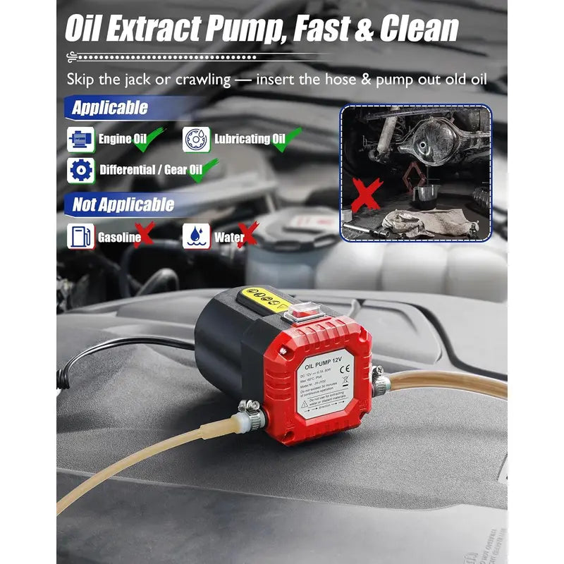12V 80W Electric Oil Extractor Pump – Oil Transfer Pump for Cars, Trucks, RVs & Boats