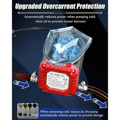 12V 80W Electric Oil Extractor Pump – Oil Transfer Pump for Cars, Trucks, RVs & Boats