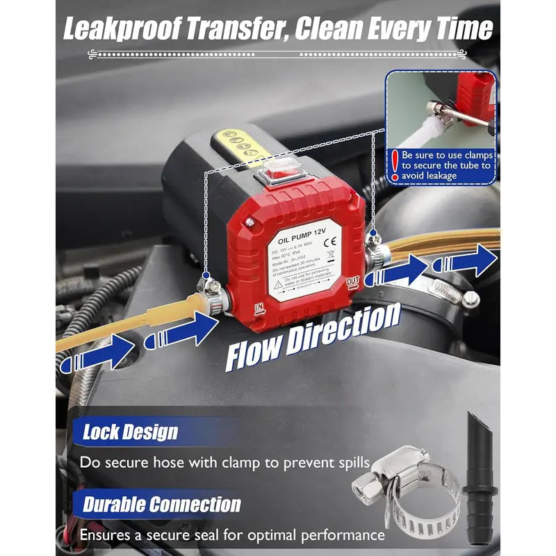 12V 80W Electric Oil Extractor Pump – Oil Transfer Pump for Cars, Trucks, RVs & Boats