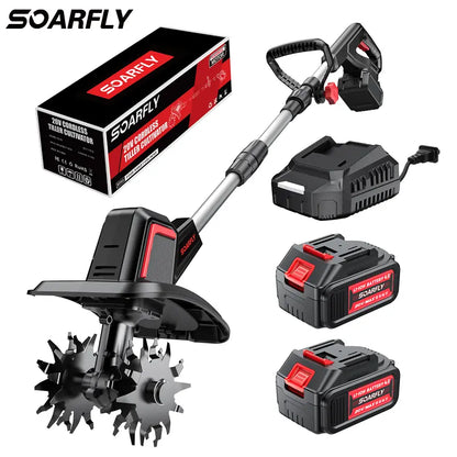 20V Electric Rototiller 360RPM 2x4.0AH Battery&Charger 9"×6.6" 48 Steel Tines for Garden Lawn