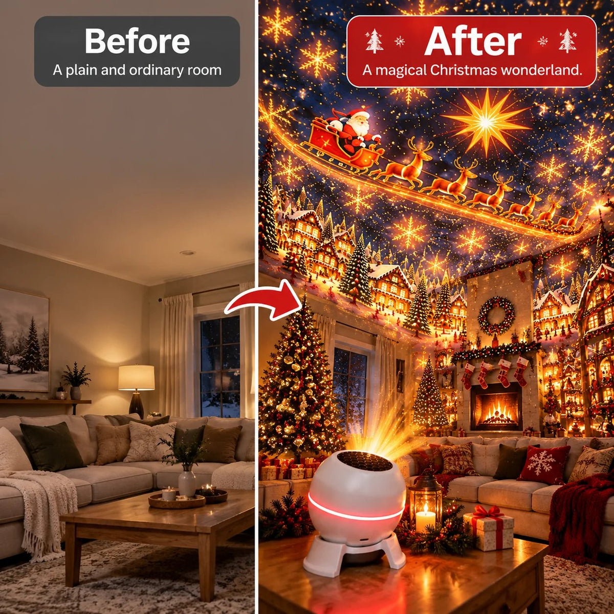 🎅 40% OFF SALE 🔥 Christmas Projection Night Light – Turn Any Room Into a Magical Winter Wonderland!