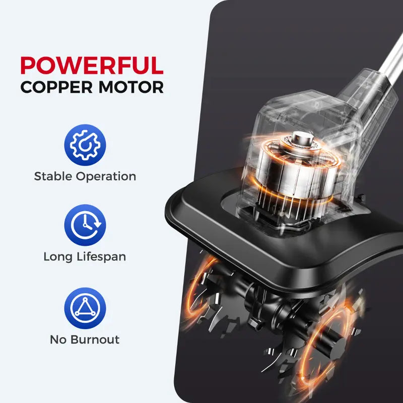 20V Electric Rototiller 360RPM 2x4.0AH Battery&Charger 9"×6.6" 48 Steel Tines for Garden Lawn